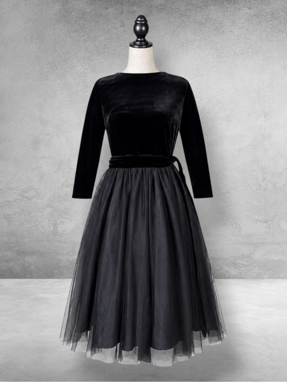 ModCloth x Collectif Dress Black Velvet Tulle Open Back Bow Retro Formal 10 NWT